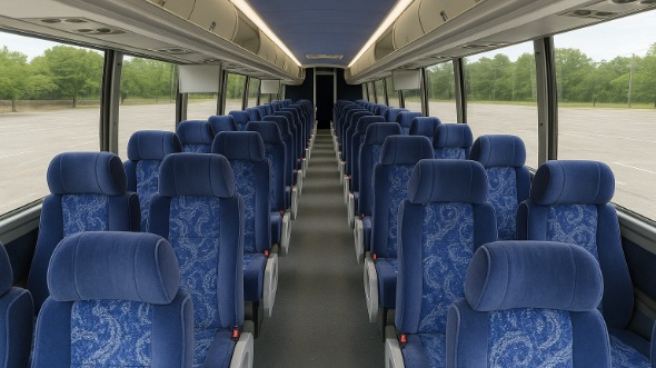 Interior of Charter Bus Company Gilroy's 55 Passenger Charter Bus in Gilroy