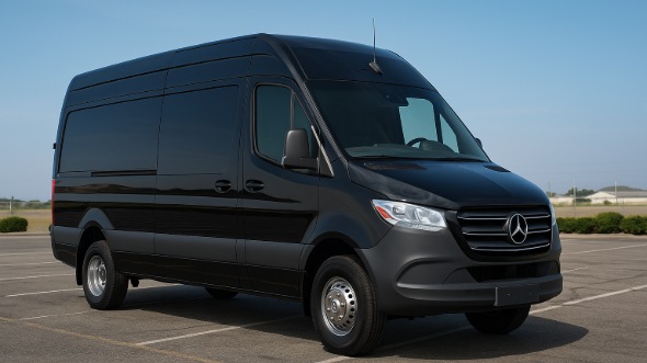Exterior of Charter Bus Company Gilroy's Sprinter Van Rental With Driver in Gilroy