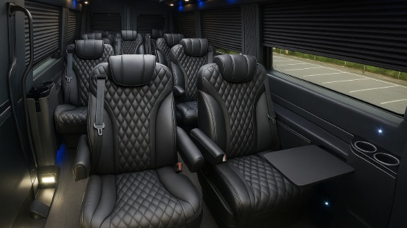 Interior of Charter Bus Company Gilroy's Sprinter Van Rental With Driver in Gilroy